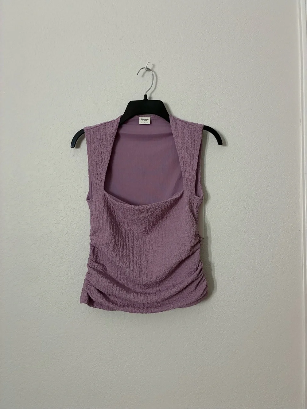 Abercrombie & Fitch Lavender Textured Ruched Square Neck Tank Top Medium